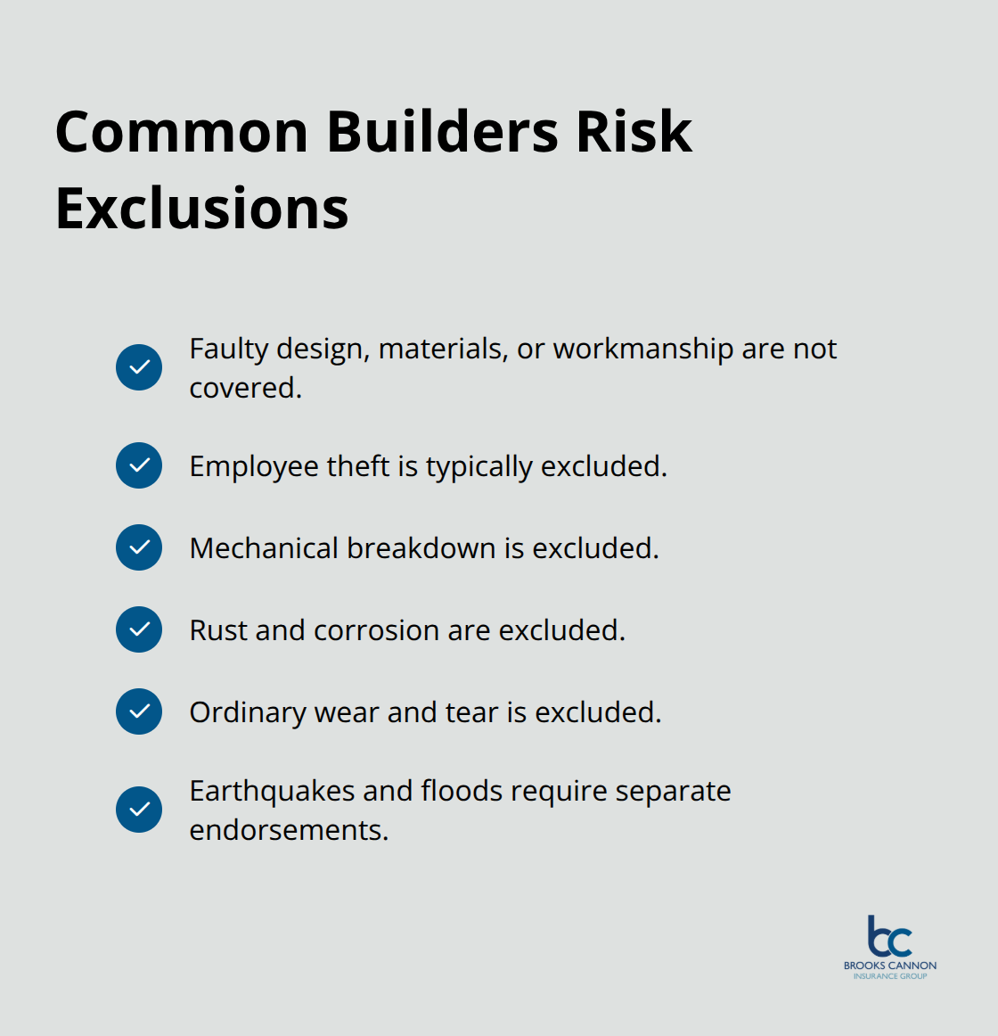 Checklist of frequent builders risk insurance exclusions contractors should know - Commercial builders risk coverage