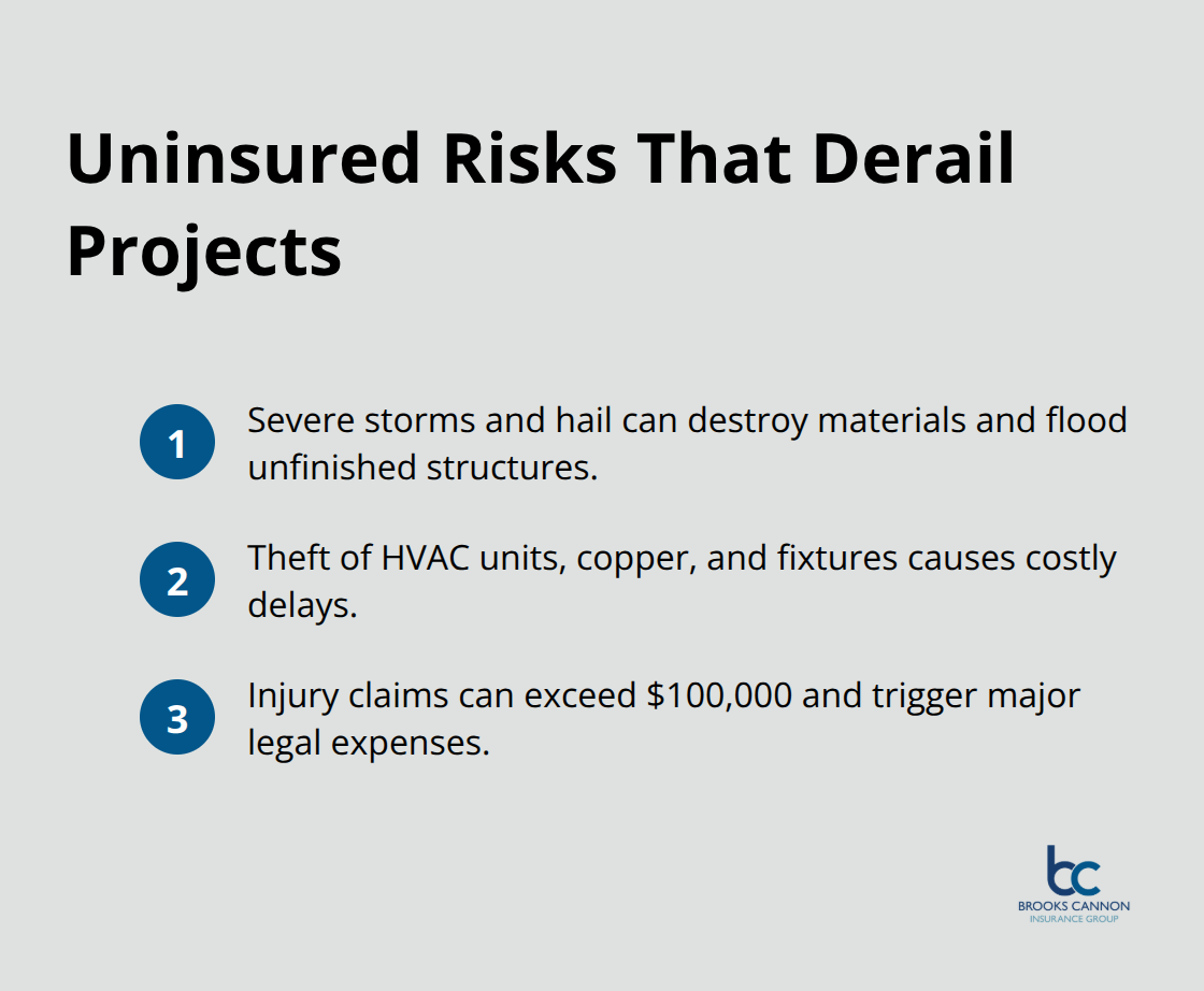 Compact list of top uninsured risks when builders risk coverage is missing - Construction delay insurance