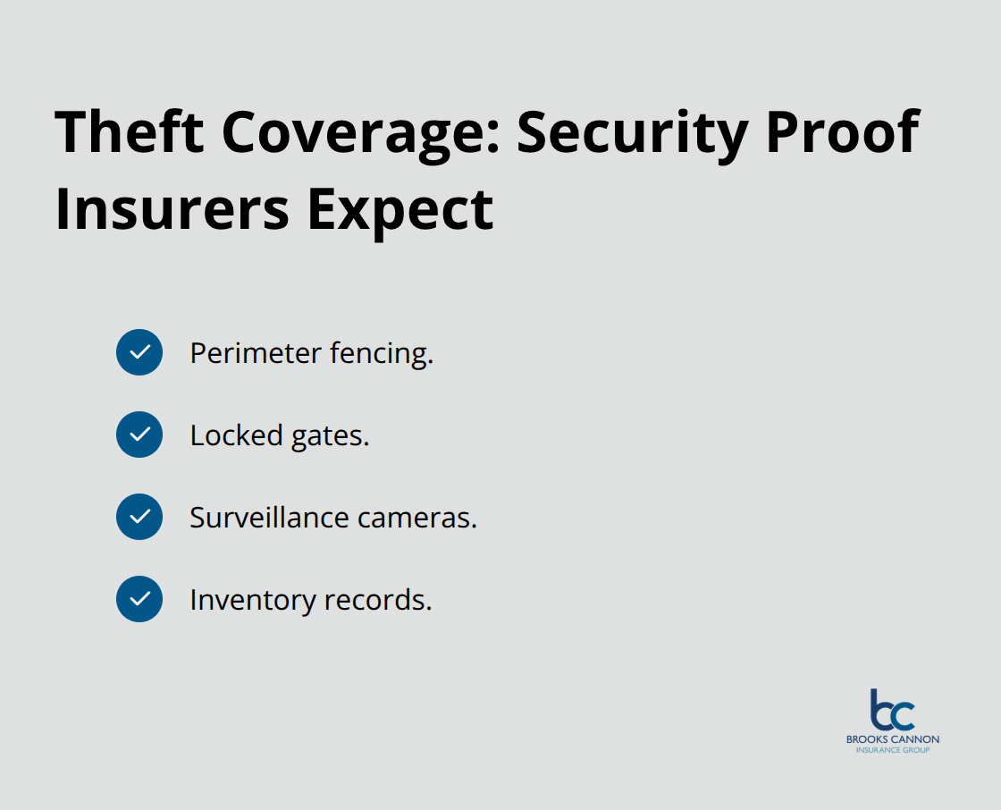 Checklist of security measures to trigger theft coverage on Texas job sites. - Texas builders risk coverage