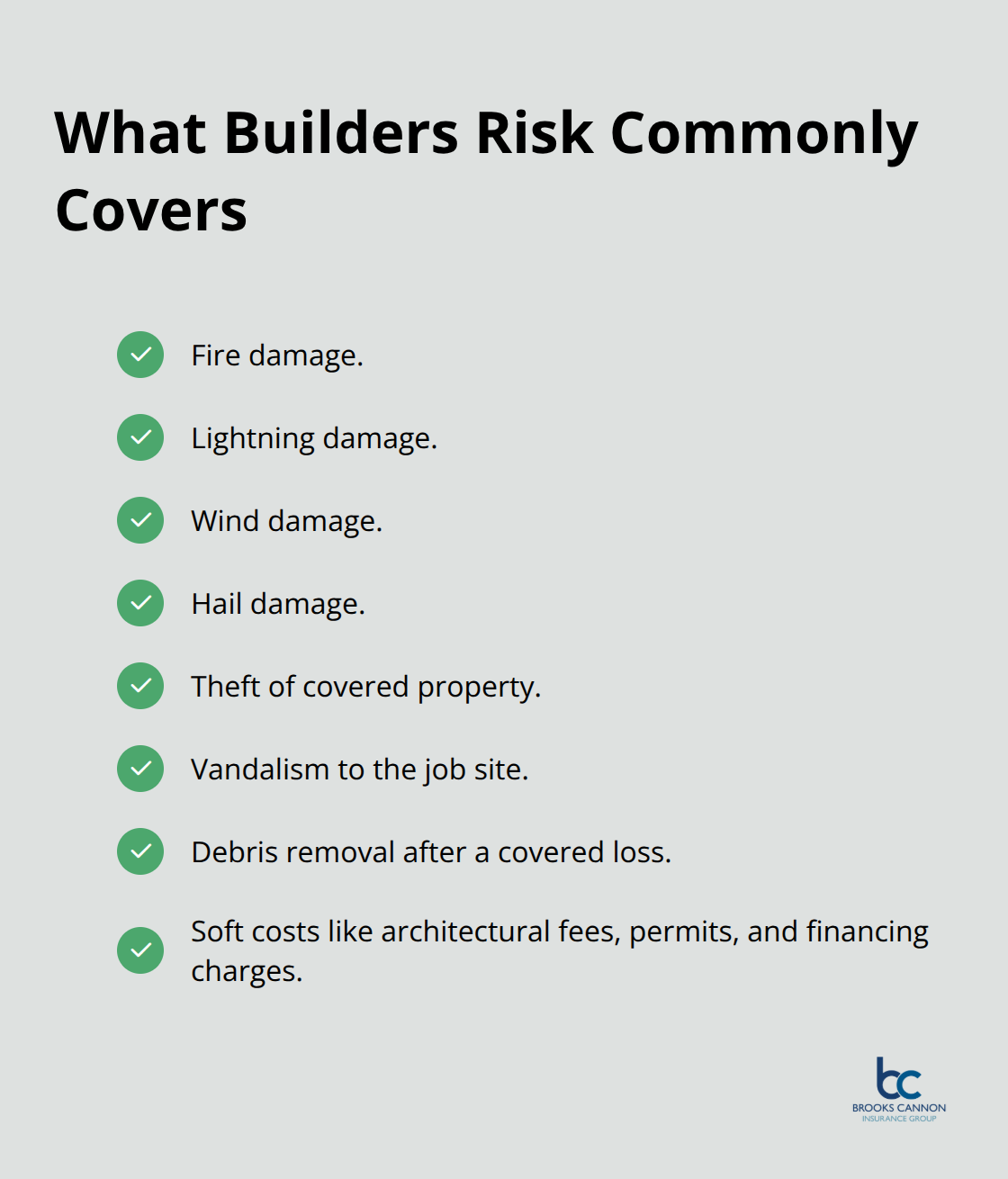 Covered perils and extras included in many Texas builders risk policies.