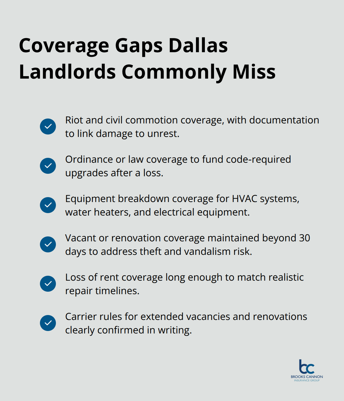 Checklist of frequently overlooked landlord insurance protections for Dallas rental properties - dallas landlord protection options