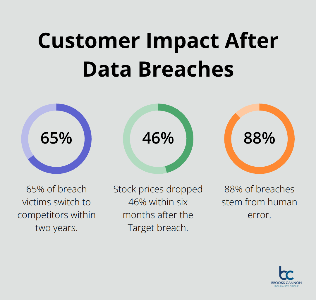 Percentage chart showing breach-related impacts for U.S. organizations and consumers