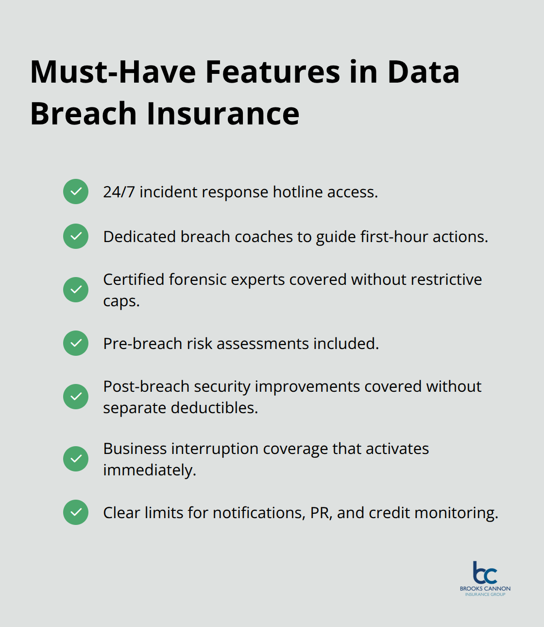Checklist of essential data breach policy features for U.S. small and mid-sized businesses - data breach insurance