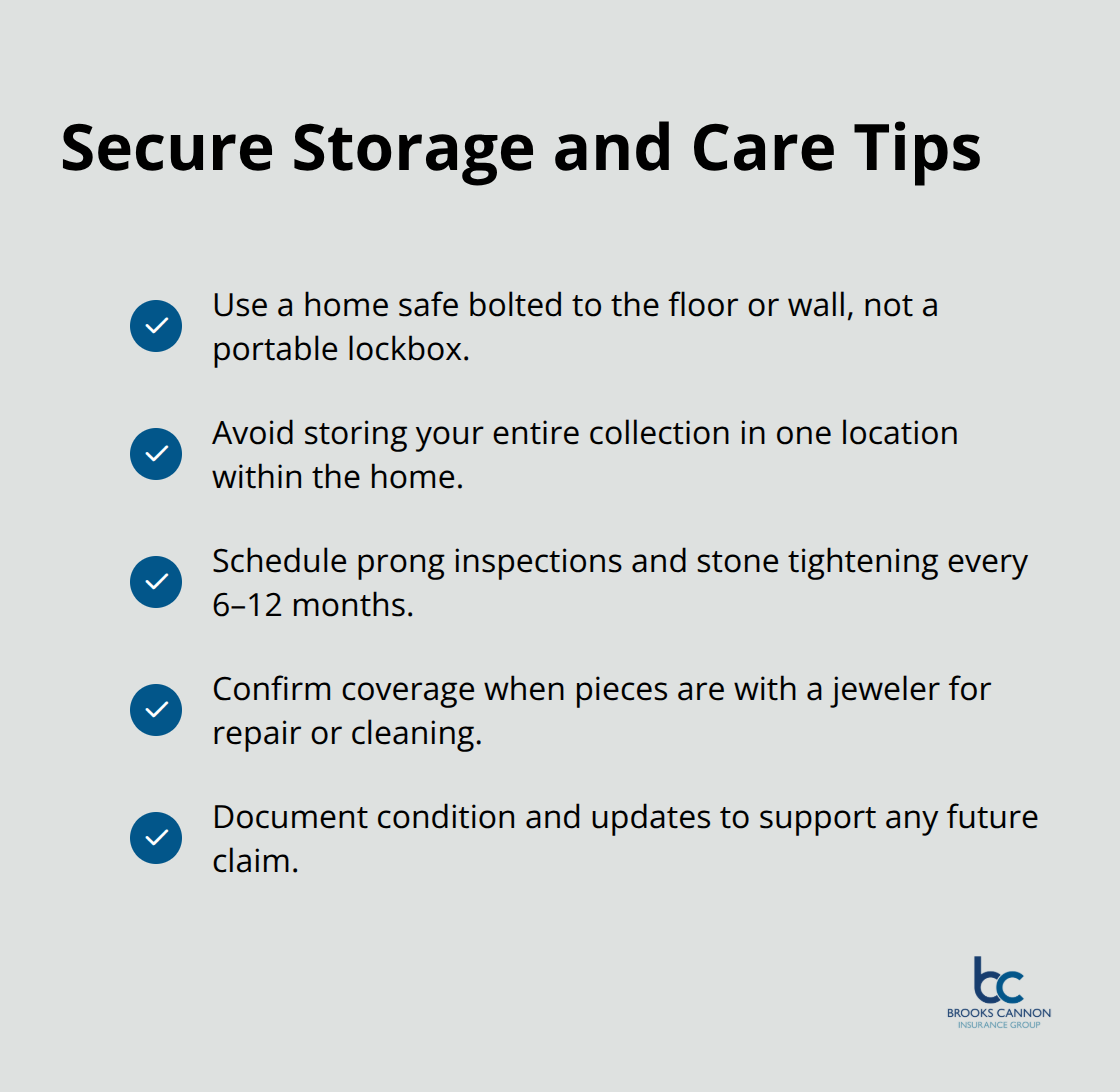 Checklist of practical steps to store jewelry safely and maintain coverage eligibility - fine jewelry coverage
