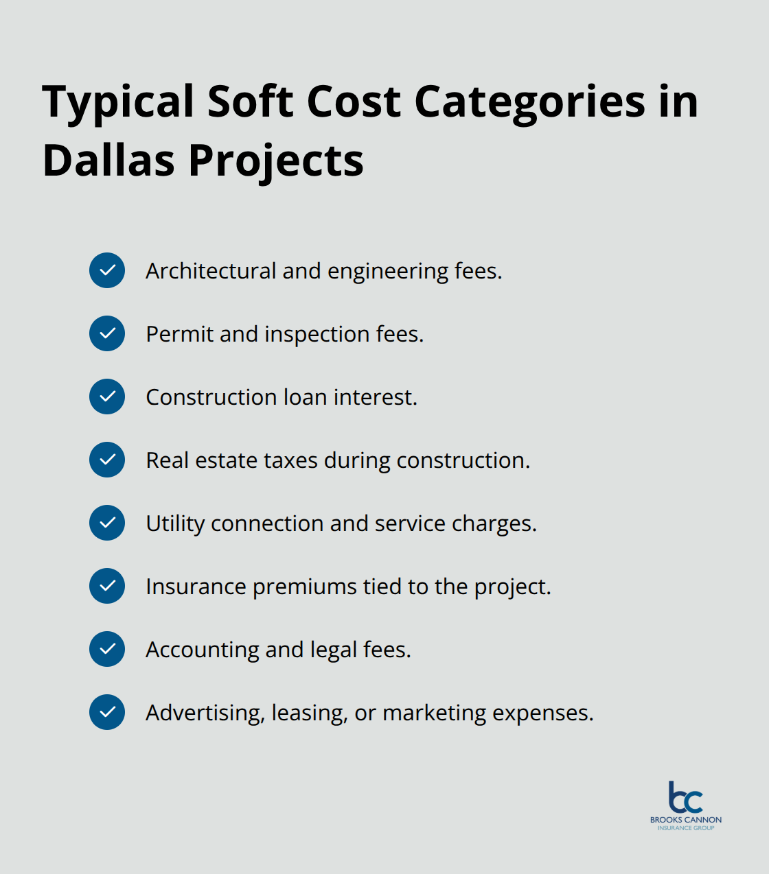 Checklist of common soft cost categories builders face on Dallas construction projects. - what are soft costs in builders risk insurance