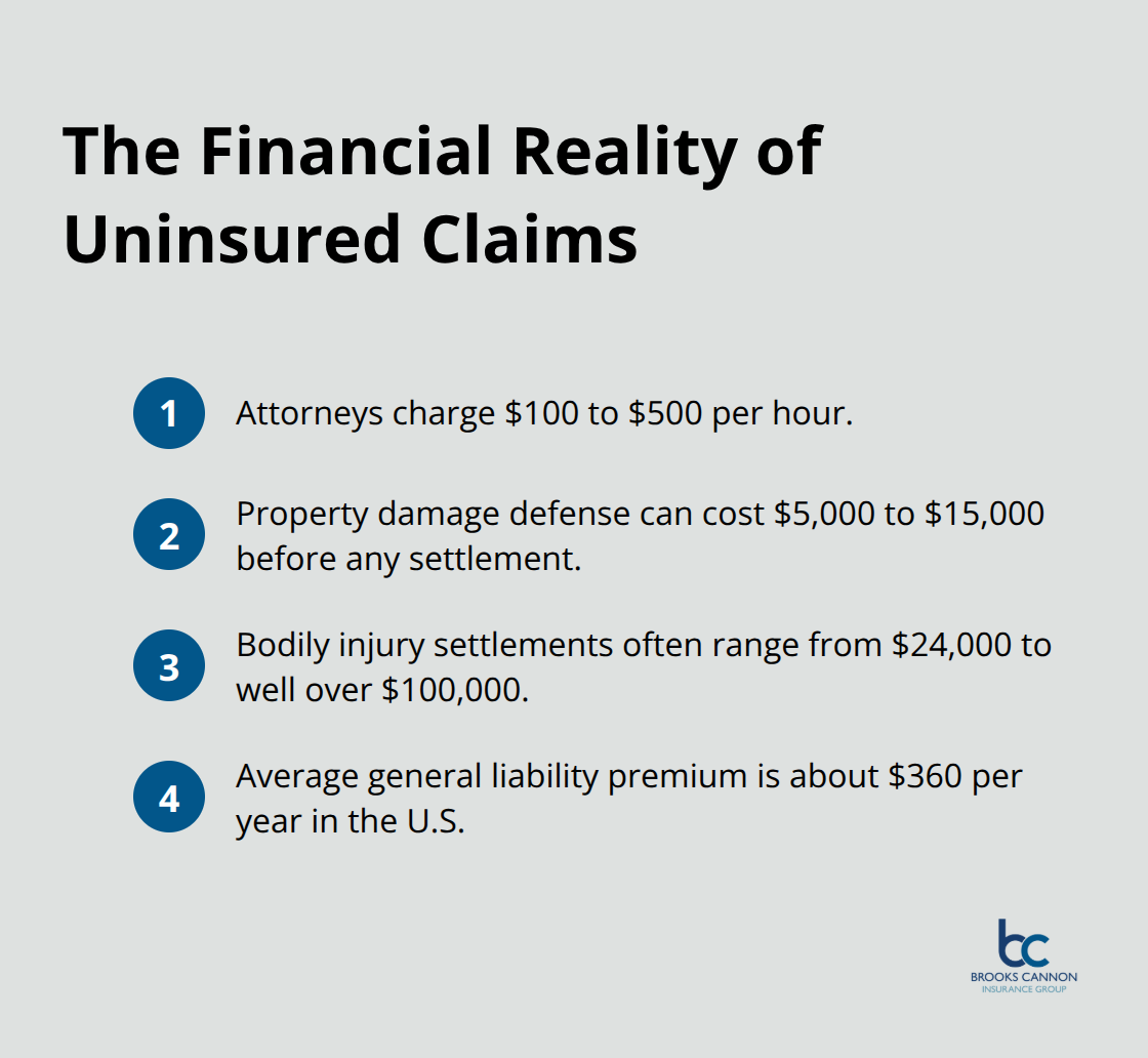Compact list of typical legal and claim costs versus the price of general liability coverage. - what does general liability insurance cover